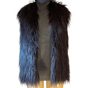 NWT HALSTON Dark Charcoal Faux Fur Vest! Perfect for the BoHo Gypsy look!